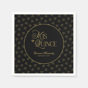 Gepersonaliseerde Black Gold Mis Quince Quinceaner Servet