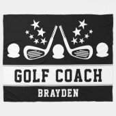 Gepersonaliseerde Black Golf Coach Naam Fleece Deken (Voorkant (Horizontaal))