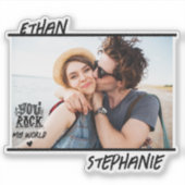 Gepersonaliseerde Black Grunge You Rock My World F Sticker (Voorkant)