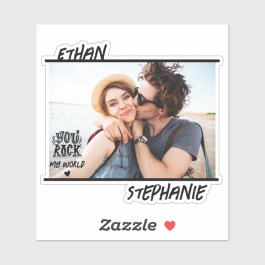 Gepersonaliseerde Black Grunge You Rock My World F Sticker (Vel)