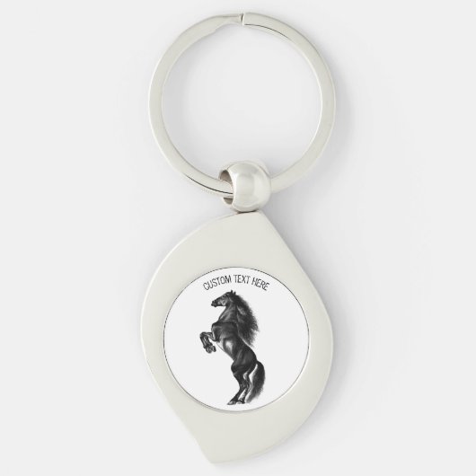 Gepersonaliseerde Black Horse Sleutelhanger met aa (Voorkant)
