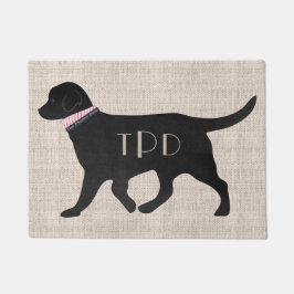 Gepersonaliseerde Black Lab Preppy Monogrammed Tan Deurmat