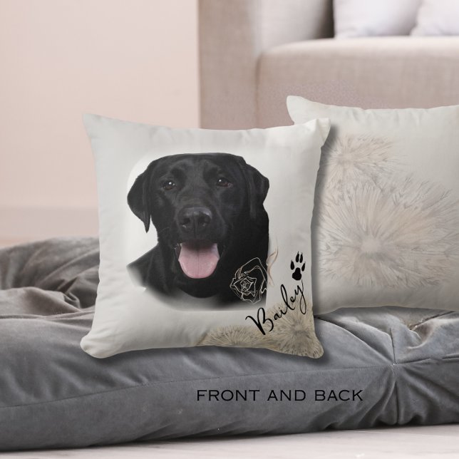 Gepersonaliseerde Black Labrador Dog Photo Afbeeld Kussen (Personalized Black Labrador Dog Photo Image Throw Pillow)