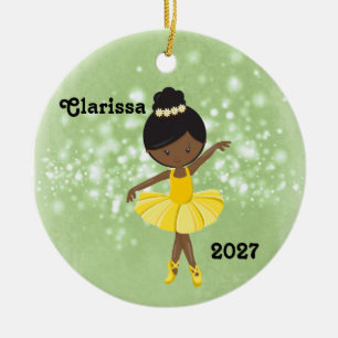 Gepersonaliseerde Black Little Girl Ballerina Orna Keramisch Ornament