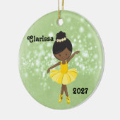 Gepersonaliseerde Black Little Girl Ballerina Orna Keramisch Ornament (Links)