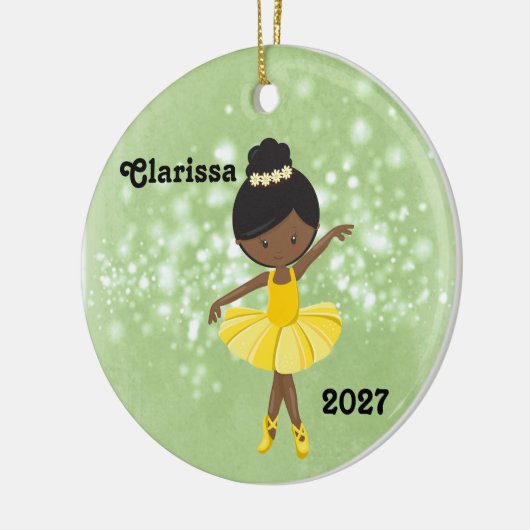 Gepersonaliseerde Black Little Girl Ballerina Orna Keramisch Ornament (Links)