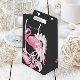 Gepersonaliseerde Black Paisley Pink Flamingo Verj Klein Cadeauzakje