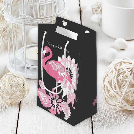 Gepersonaliseerde Black Paisley Pink Flamingo Verj Klein Cadeauzakje