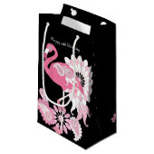Gepersonaliseerde Black Paisley Pink Flamingo Verj Klein Cadeauzakje (Voorkant Gekanteld)