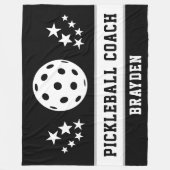 Gepersonaliseerde Black Pickleball Coach Naam Fleece Deken (Voorkant)