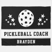 Gepersonaliseerde Black Pickleball Coach Naam Fleece Deken (Voorkant (Horizontaal))