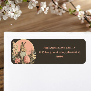 Gepersonaliseerde  Black & Pink Bunny met Eieren Etiket