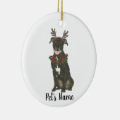 Gepersonaliseerde Black Pitbull Staffy gewei krans Keramisch Ornament (Rechts)