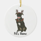 Gepersonaliseerde Black Pitbull Staffy gewei krans Keramisch Ornament (Voorkant)