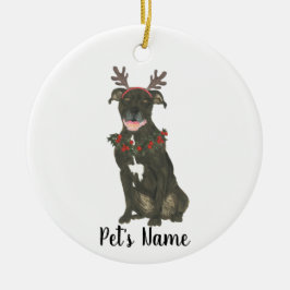 Gepersonaliseerde Black Pitbull Staffy gewei krans Keramisch Ornament