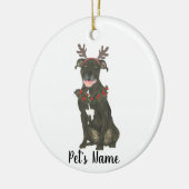 Gepersonaliseerde Black Pitbull Staffy gewei krans Keramisch Ornament (Links)