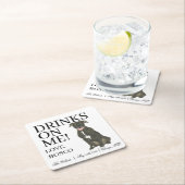 Gepersonaliseerde Black Pitbull Staffy Hond Huweli Kartonnen Onderzetters (Insitu)