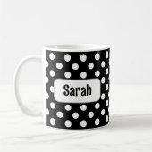 Gepersonaliseerde Black Polka Dot Mok (Links)