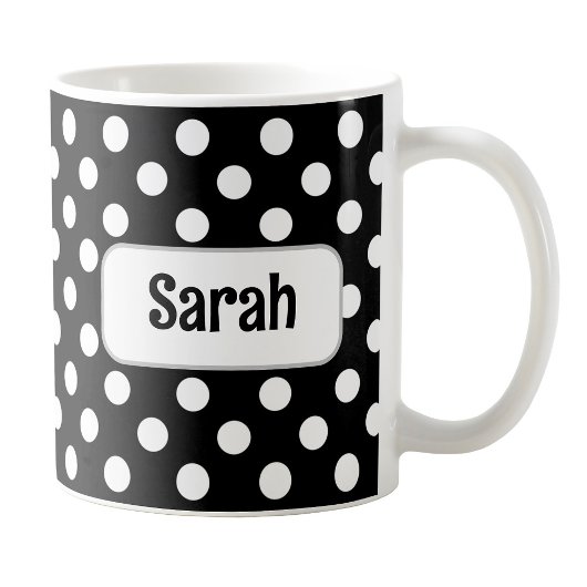 Gepersonaliseerde Black Polka Dot Mok