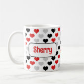Gepersonaliseerde Black Red Hearts Mok (Links)