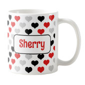 Gepersonaliseerde Black Red Hearts Mok
