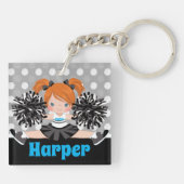 Gepersonaliseerde Black & Silver Cheerleading Sleu Sleutelhanger (Achterkant)