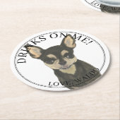 Gepersonaliseerde Black Tan Chihuahua bruiloft Ronde Kartonnen Onderzetter (Gebogen)