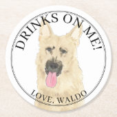Gepersonaliseerde Black & Tan Duitse herder bruilo Ronde Kartonnen Onderzetter (Voorkant)