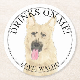 Gepersonaliseerde Black & Tan Duitse herder bruilo Ronde Kartonnen Onderzetter