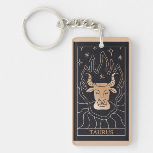 Gepersonaliseerde Black Taurus Zodiac Sign Sleutelhanger