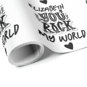 Gepersonaliseerde Black White Grunge You Rock My W Cadeaupapier (Rol Hoek)