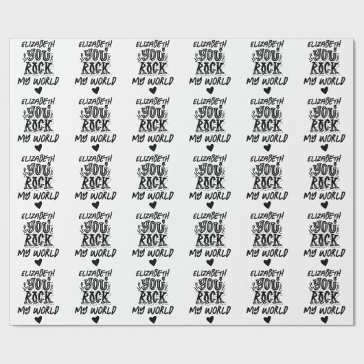 Gepersonaliseerde Black White Grunge You Rock My W Cadeaupapier (Vlak)