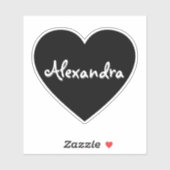 Gepersonaliseerde Black White Heart Naam Sticker (Vel)