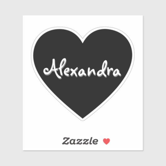 Gepersonaliseerde Black White Heart Naam Sticker (Vel)