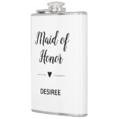 Gepersonaliseerde Black White Maid of Honor Heart Heupfles (Links)