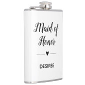 Gepersonaliseerde Black White Maid of Honor Heart Heupfles (Rechts)