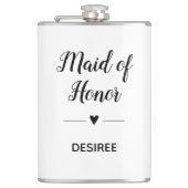 Gepersonaliseerde Black White Maid of Honor Heart Heupfles (Voorkant)