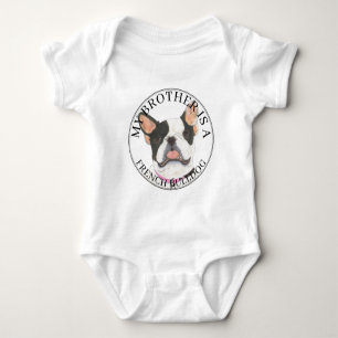 Gepersonaliseerde Black & White Pied Franse Bulldo Romper