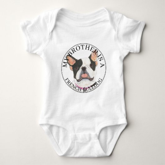 Gepersonaliseerde Black & White Pied Franse Bulldo Romper (Voorkant)