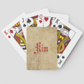 Gepersonaliseerde Blackletter Parchment Kim Red Pokerkaarten (Achterkant)