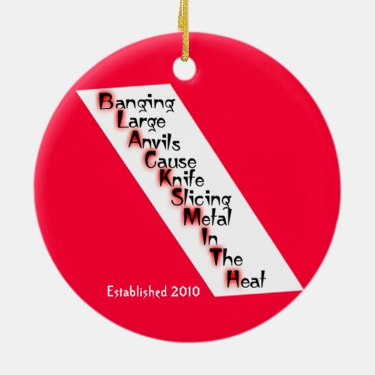 Gepersonaliseerde Blacksmith Keramisch Ornament (Achterkant)