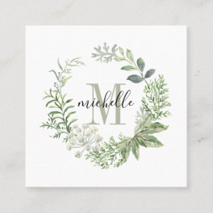 Gepersonaliseerde bladeren van het groene bos van vierkante visitekaartje