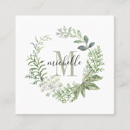 Gepersonaliseerde bladeren van het groene bos van  vierkante visitekaartje (Voorkant)