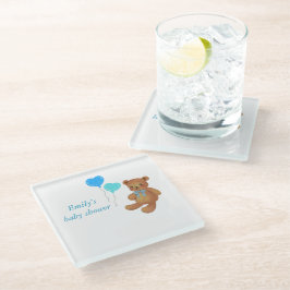 Gepersonaliseerde Blauw Baby shower onderzetters-F Glazen Onderzetter