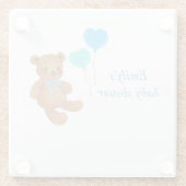 Gepersonaliseerde Blauw Baby shower onderzetters-F Glazen Onderzetter (Achterkant)