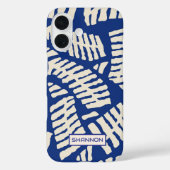 Gepersonaliseerde Blauw Blad Patroon iPhone Case (Achterkant)