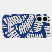 Gepersonaliseerde Blauw Blad Patroon iPhone Case (Achterkant (horizontaal))