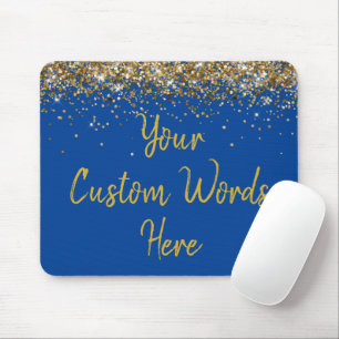 Gepersonaliseerde Blauw en Goud Gamer Zijn Verjaar Muismat