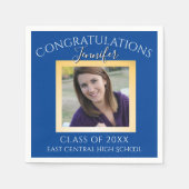 Gepersonaliseerde Blauw en Goud High School Senior Servet (Voorkant)