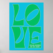 Gepersonaliseerde Blauw en Groen LIEFDE Kwekerij P Poster (Voorkant)